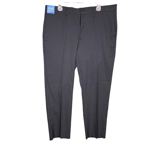 Haggar Pants Mens 40x30 Gray Slim Straight Fit Flex Waist All Day Comfort NEW - Picture 3 of 10